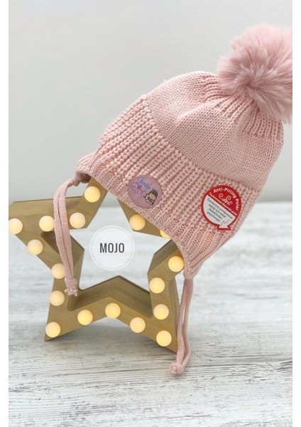 Kız Bebek Kulaklıklı İçi Polar Bere K22110-01 Pembe