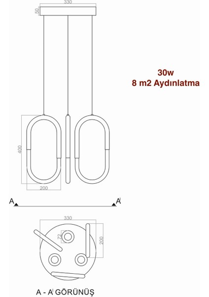 voxlamp lighting solutions Sarkıt LED Avize Locked 3X(40X18CM)