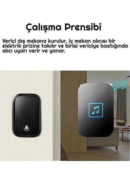 Yenilzdcacazi Su Geçirmez Kablosuz Pil Gerektirmeyen Kapı Zili fırsatları