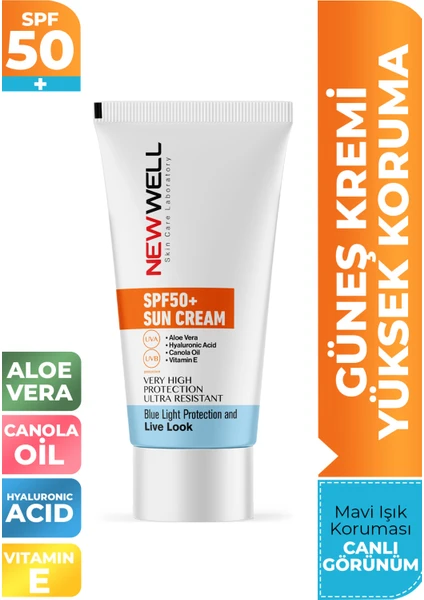 New Well Güneş Kremi Yüksek Koruma Spf 50+ Aloe Vera