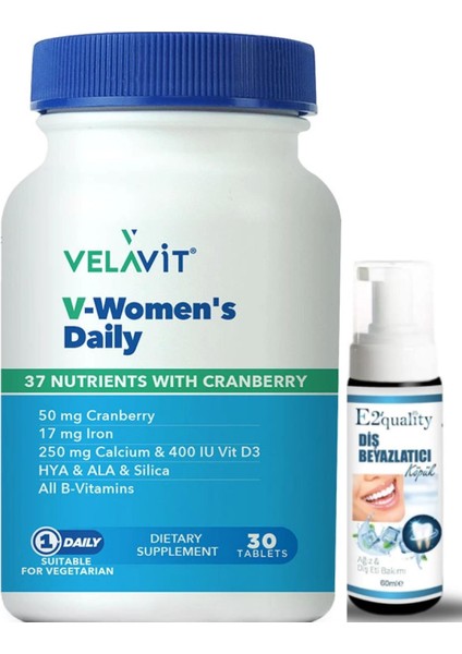 V-Womens Daily Takviye Edici Gıda 30 Tablet- Diş Beyazlatıcı Köpük