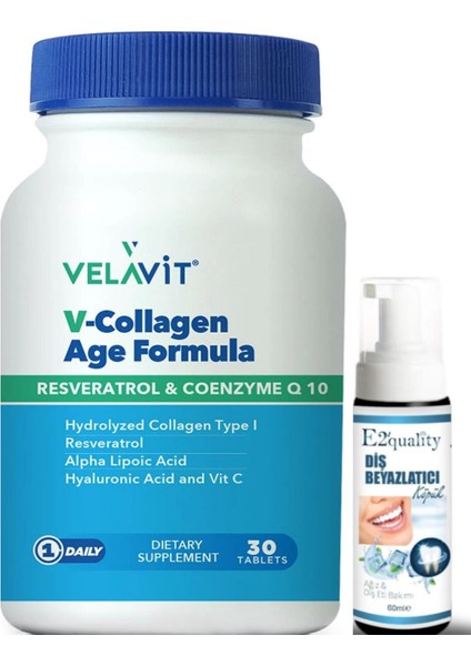 V-Collagen Age Formula Takviye Edici Gıda 30 Tablet- Diş Beyazlatıcı Köpük