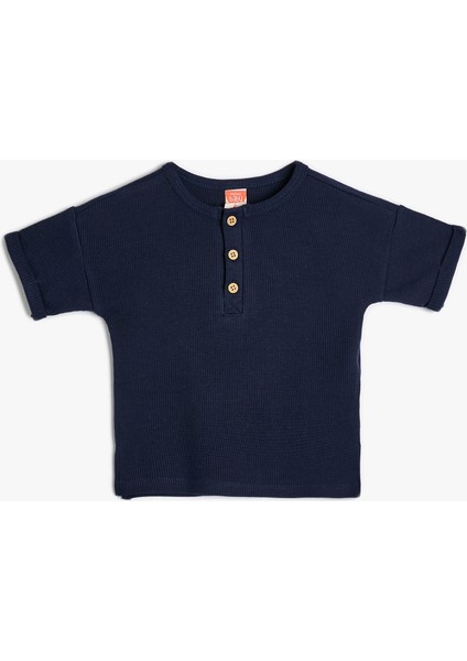 Tişört Ribanalı Kısa Kollu Bisiklet Yaka Pamuklu