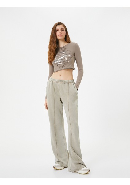 Geniş Paça Eşofman Altı Beli Bağlamalı