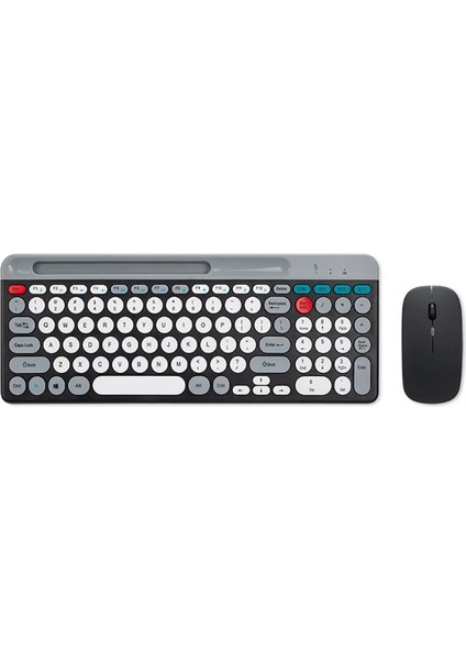 Bluetooth Klavye Mouse Kablosuz Klavye ve Rgb Mouse Set 2.4g Bluetooth Lithium Batarya Taşınabilir Hafif ve Ince Tasarım Ingilizce Q Klavye ZYG-806