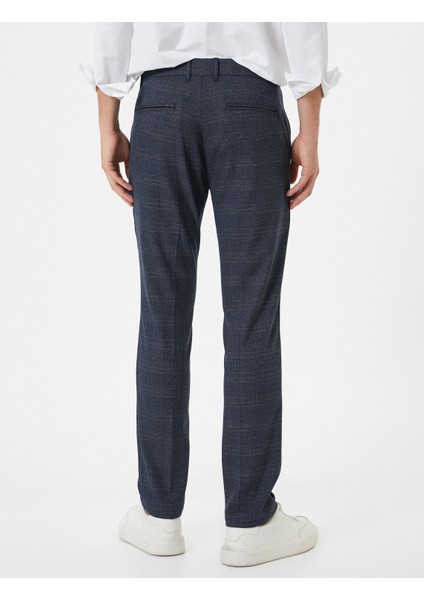 Kumaş Pantolon Desenli Slim Fit Düğmeli Cep Detaylı