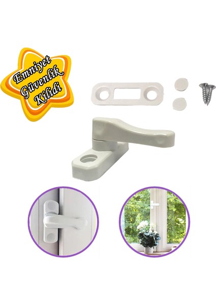 Güvenlik Kilidi Bebek Çocuk Pvc Kapı Pencere Emniyet Kilidi Mandalı Cam Hırsız Kilidi Beyaz