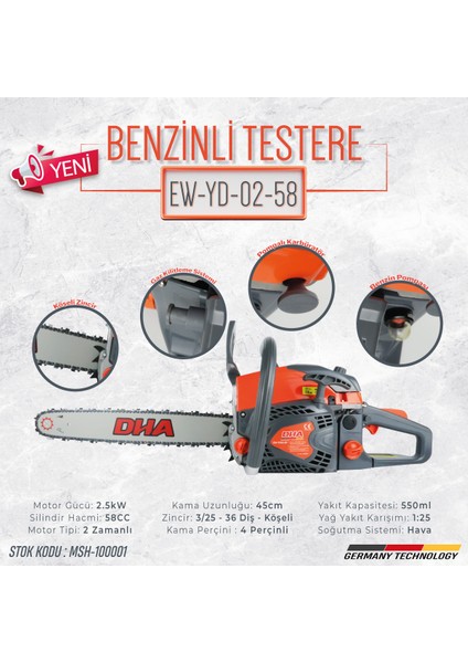 Benzinli Testere EW-YD02-58 Gold fiyatları