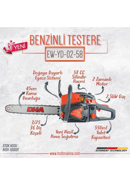 Benzinli Testere EW-YD02-58 Gold fırsatları