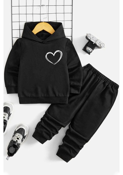 Only Trendwear Çocuk Kalp Baskılı Eşofman Takımı