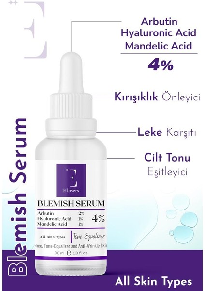 Elovers E'lovers Leke Karşıtı, Cilt Tonu Eşitleyici, Arbutin Serum 30 ml fiyatları