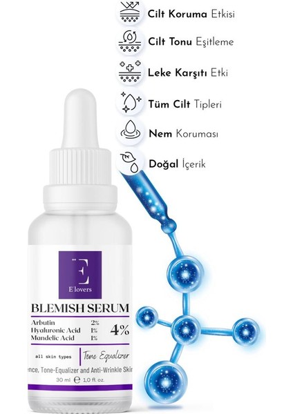 Elovers E'lovers Leke Karşıtı, Cilt Tonu Eşitleyici, Arbutin Serum 30 ml modelleri