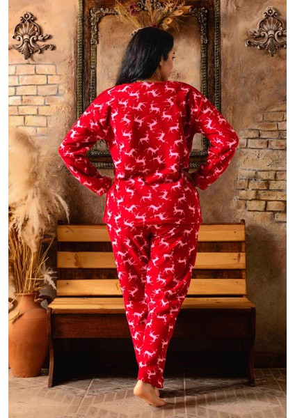 Büyük Beden Kadın Polar Peluş Pijama Takımı modelleri