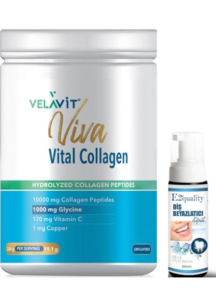 Viva Vital Collagen Toz Takviye Edici Gıda 334 Gr- Diş Beyazlatıcı Köpük Hediye