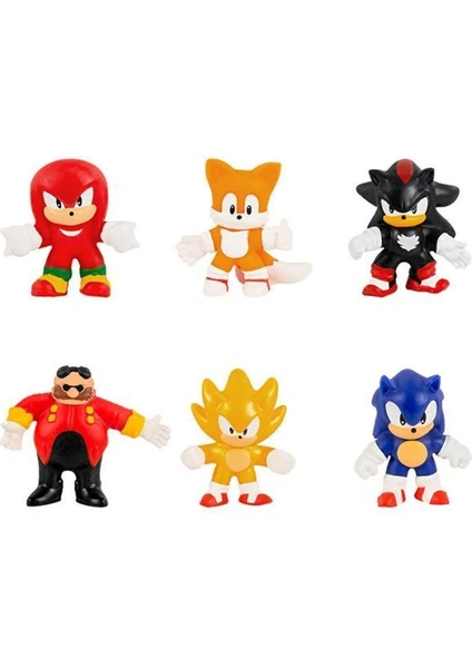 Sonic Mini 6li GJN03000,SONIC Tails Knuckles Super Sonic Shadow Dr.eggman Esneyebilen Figür Oyuncak