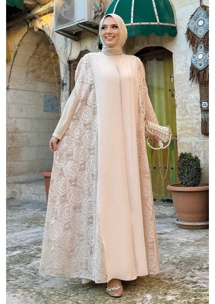 Dantel Abaya 7884 Taş
