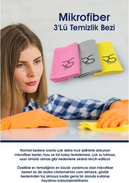 Mikrofiber 3' Lü Temizlik Bezi - 42 x 68 cm