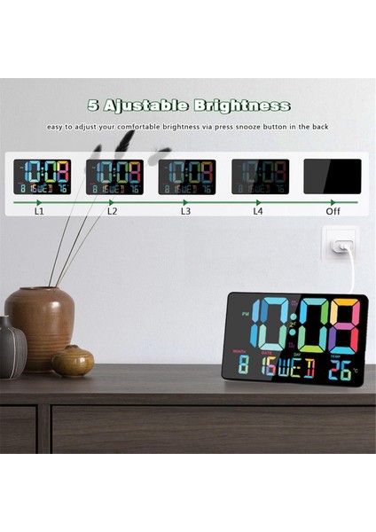 Dijital Duvar Saati, 10,98 Inç LED Dijital Çalar Saat Büyük Ekran (Yurt Dışından) fırsatları