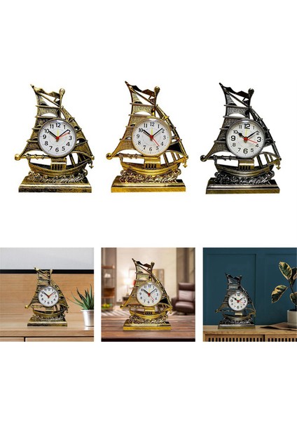 Saat Alarm Yelkenli Masa Vintage Retro Model Süsleme, Altın (Yurt Dışından) modelleri