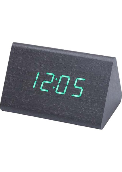 LED Ahşap Çalar Saat Ses Kontrol Saatleri Ev Dekor Siyah (Yurt Dışından)