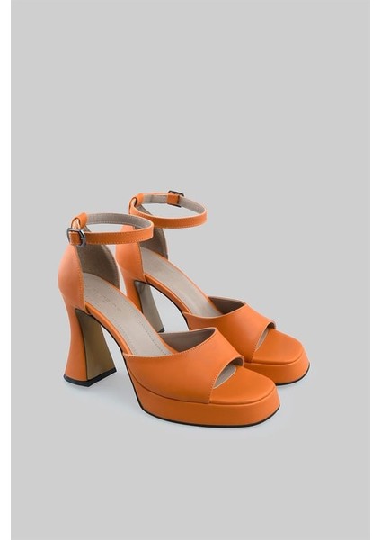 Tek Bantlı Kalın Platform Topuklu Ayakkabı Turuncu10 fiyatları