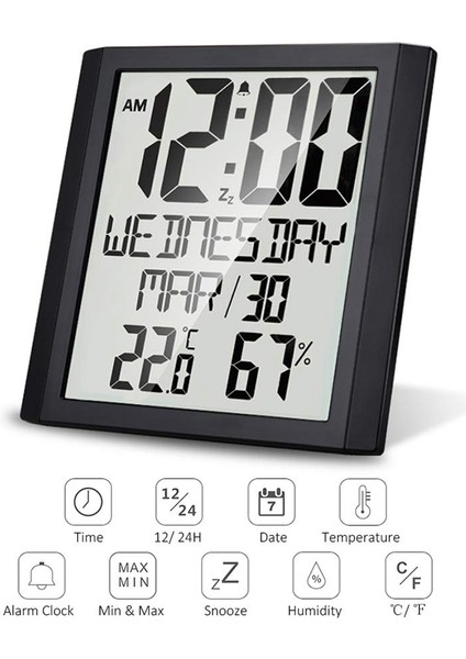 Sıcaklık ve Nem Göstergeli Dijital Duvar Saati 8,6 Inç Geniş Ekran (Yurt Dışından) fiyatları
