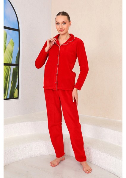 Kadın Kışlık Welsoft Peluş Polar Düğmeli Pijama Takımı fiyatları
