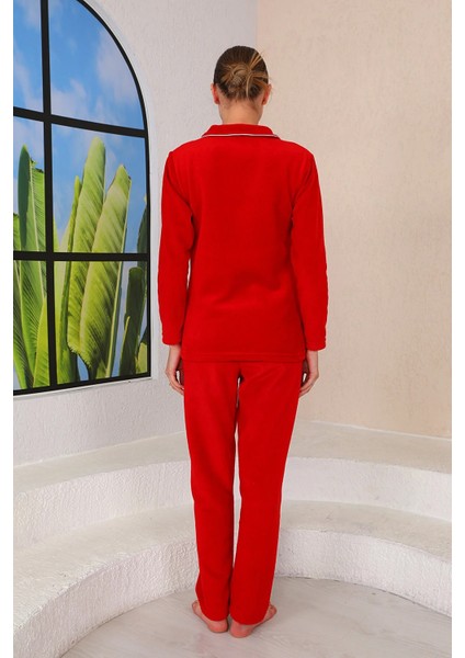 Kadın Kışlık Welsoft Peluş Polar Düğmeli Pijama Takımı fırsatları