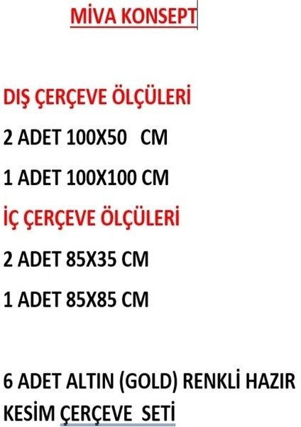 Bazaar Avm Altın Gold Renk Dekoratif Poliüretan Duvar Çıtası 6' Lı Hazır Kesim Çerçeve Seti