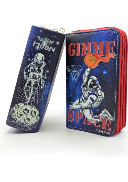 Kalem Kutusu Basketbolcu Astronot Space Desenli Organizer Kalem Kutusu