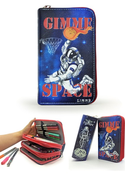 Kalem Kutusu Basketbolcu Astronot Space Desenli Organizer Kalem Kutusu fiyatları