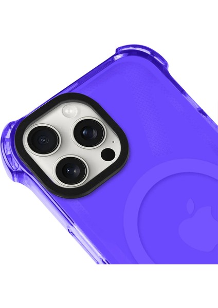 Apple iPhone 13 Pro Magsafe Kablosuz Şarj Özellikli Mıknatıslı Şeffaf Mor Renkli Kılıf