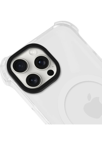 Apple iPhone 13 Pro Max Magsafe Kablosuz Şarj Özellikli Mıknatıslı Şeffaf Beyaz Renkli Kılıf