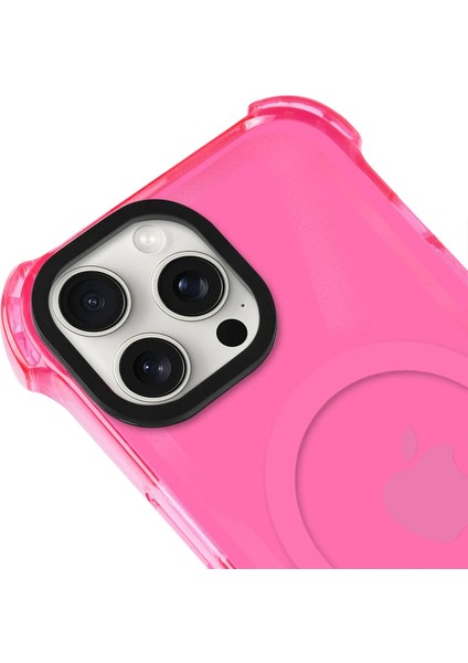 Apple iPhone 14 Pro Magsafe Kablosuz Şarj Özellikli Mıknatıslı Şeffaf Pembe Renkli Kılıf modelleri