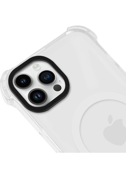 Apple iPhone 12 Pro Magsafe Kablosuz Şarj Özellikli Mıknatıslı Şeffaf Beyaz Renkli Kılıf