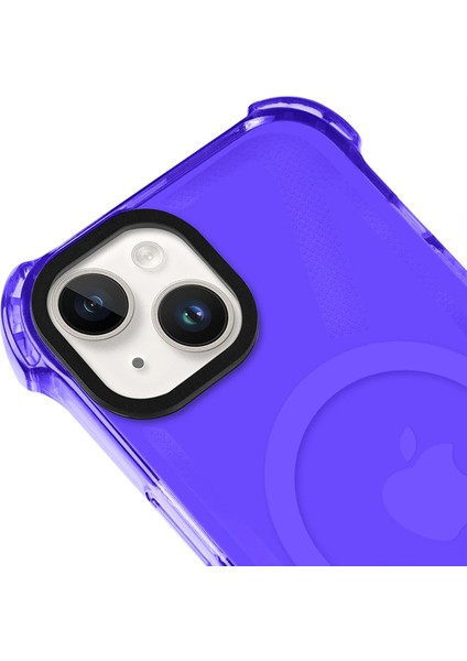 Apple iPhone 14 Magsafe Kablosuz Şarj Özellikli Mıknatıslı Şeffaf Mor Renkli Kılıf modelleri
