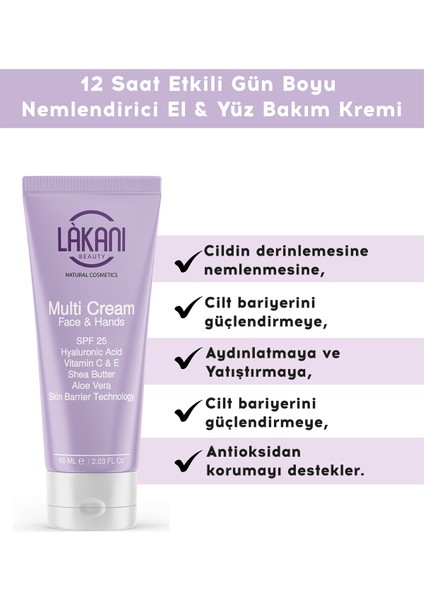 Beauty Multi Cream El ve Yüz Nemlendirici Güneş Koruyucu Onarıcı Yenileyici Aydınlatıcı 60ML