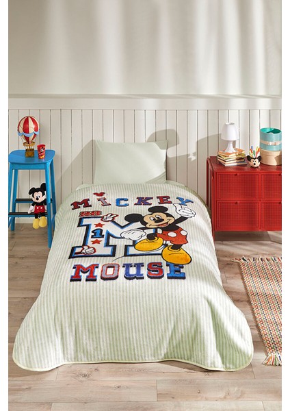 Mickey Mouse College Disney Lisanslı Tek Kişilik Çocuk Battaniyesi 155X215