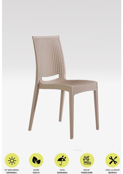 Rattan Home 6 Kişilik Bahçe Masa Takımı-Cappucino