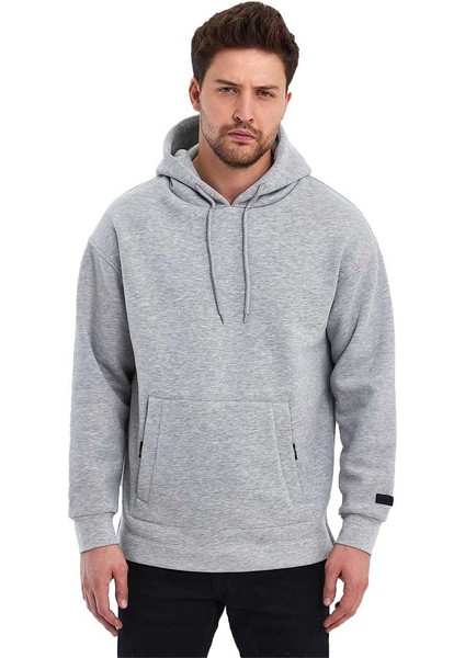 Kapüşonlu Oversize Kanguru Cep Şardonlu 3 Iplik Erkek Sweatshirt fiyatları