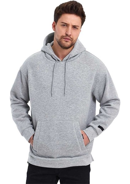 Kapüşonlu Oversize Kanguru Cep Şardonlu 3 Iplik Erkek Sweatshirt modelleri