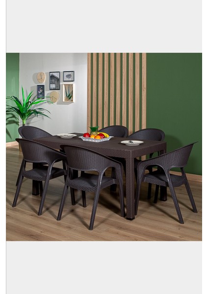 Garden Home 6 Kişilik Bahçe Masa Takımı-Kahve