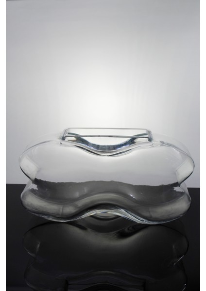 El Imalatı Kristal Iki Yandan Boğumlu Bölmeli Ağır Vazo 1 Adet 19919