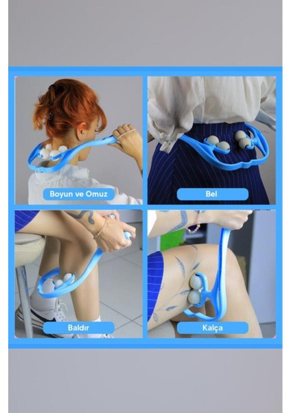 4 Tekerlekli Boyun Masaj Aleti Mavi fırsatları