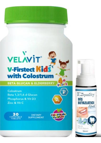 V-Firstect Kids With Colostrum Takviye Edici Gıda 30 Kapsül- Diş Beyazlatıcı Köpük