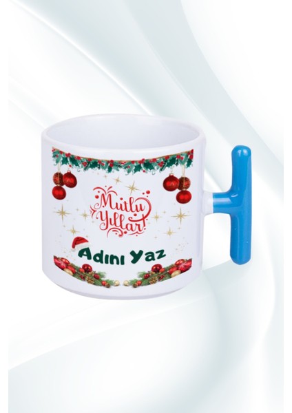 Kişiye Özel Yılbaşı Isim Baskılı T Saplı Kupa Bardak Porselen Çay Kahve Fincanı