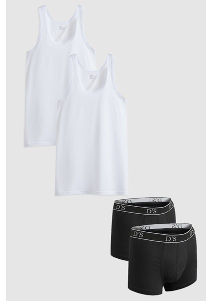 Siyah %100 Pamuk 2'Li Atlet Boxer Takim 2HCBNORTATBOX