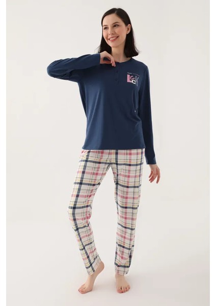 Uzun Kol Ekoseli Kadın Pijama Takım 2650 fiyatları