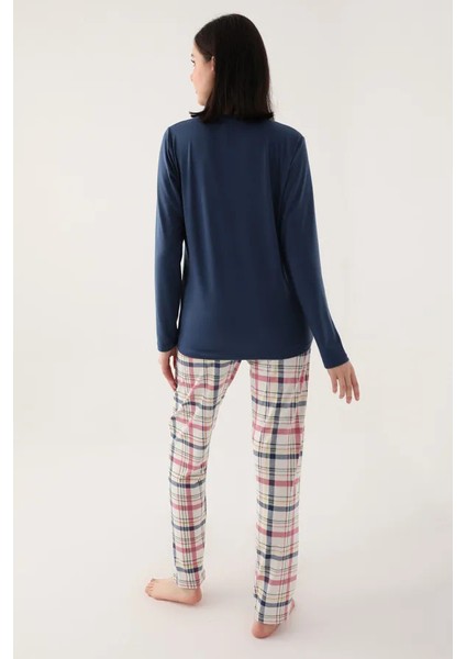 Uzun Kol Ekoseli Kadın Pijama Takım 2650 indirimleri