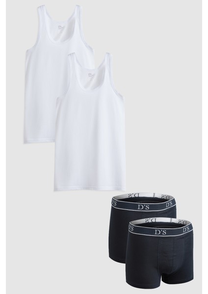 Lacivert %100 Pamuk 2'Li Atlet Boxer Takim 2HCBNORTATBOX